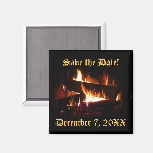 Fireplace Save the Date Magnet (Voorkant / Achterkant)