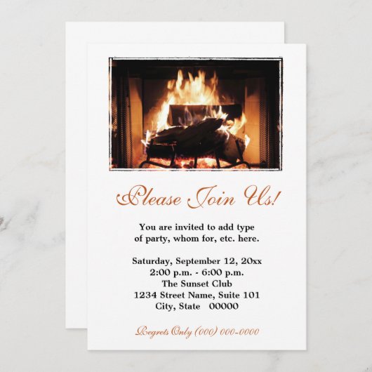 Fireplace-uitnodigingen Kaart (Voorkant / Achterkant)