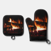 Fireplace Warm Winter Ovenwant & Pannenlap Set (Voorkant)