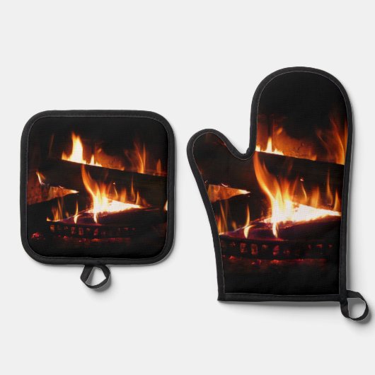 Fireplace Warm Winter Ovenwant & Pannenlap Set (Voorkant)