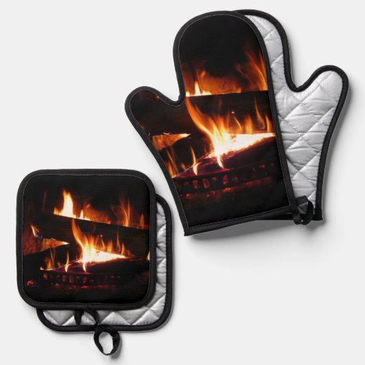 Fireplace Warm Winter Ovenwant & Pannenlap Set (Voorkant / Achterkant)