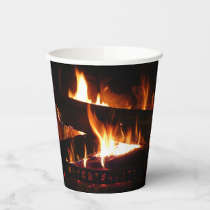 Fireplace Warm Winter Papieren Bekers