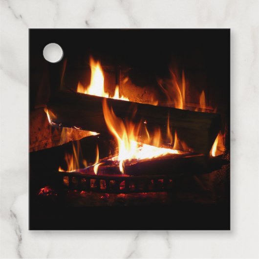 Fireplace Warm Winter Scene Photography Bedankjes Labels (Voorkant)