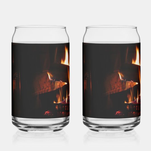 Fireplace Warm Winter Scene Photography Blikvorm Glas (Voorkant)