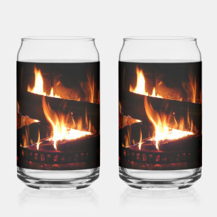 Fireplace Warm Winter Scene Photography Blikvorm Glas