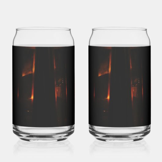 Fireplace Warm Winter Scene Photography Blikvorm Glas (Rechts)