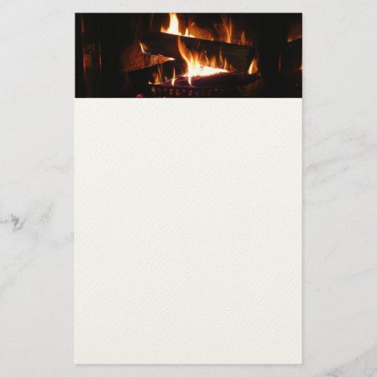 Fireplace Warm Winter Scene Photography Briefpapier (Voorkant)