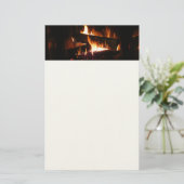 Fireplace Warm Winter Scene Photography Briefpapier (Staand voorkant)