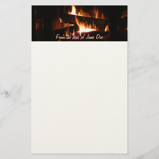 Fireplace Warm Winter Scene Photography Briefpapier (Voorkant)