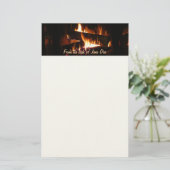 Fireplace Warm Winter Scene Photography Briefpapier (Staand voorkant)
