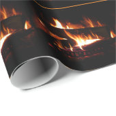 Fireplace Warm Winter Scene Photography Cadeaupapier (Rol Hoek)
