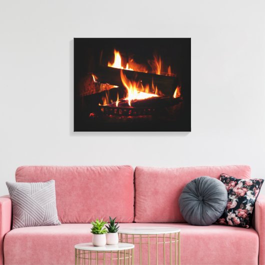 Fireplace Warm Winter Scene Photography Canvas Afdruk (Insitu (Woonkamer))
