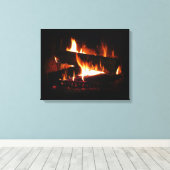 Fireplace Warm Winter Scene Photography Canvas Afdruk (Insitu (Houten vloer))