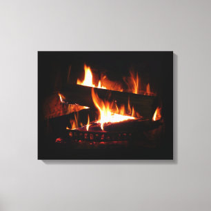 Fireplace Warm Winter Scene Photography Canvas Afdruk