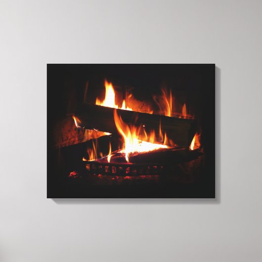 Fireplace Warm Winter Scene Photography Canvas Afdruk (Voorkant)