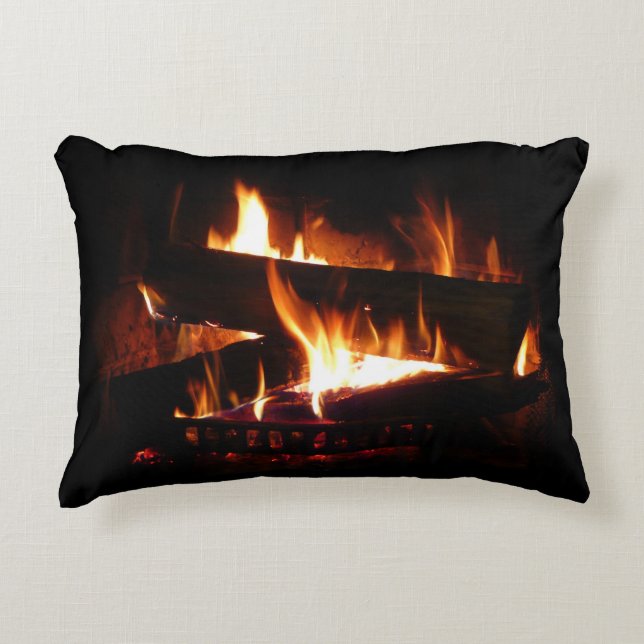 Fireplace Warm Winter Scene Photography Decoratief Kussen (Voorkant)