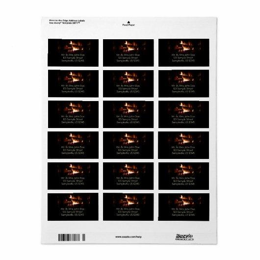 Fireplace Warm Winter Scene Photography Etiket (Full Sheet)