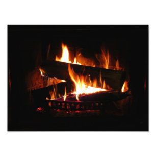 Fireplace Warm Winter Scene Photography Foto Afdruk