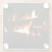 Fireplace Warm Winter Scene Photography Glazen Onderzetter (Achterkant)