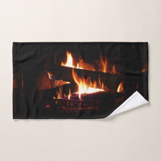 Fireplace Warm Winter Scene Photography Handdoek (Handdoek)