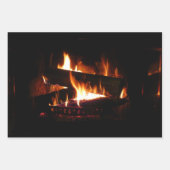 Fireplace Warm Winter Scene Photography Inpakpapier Vel (Voorkant 3)