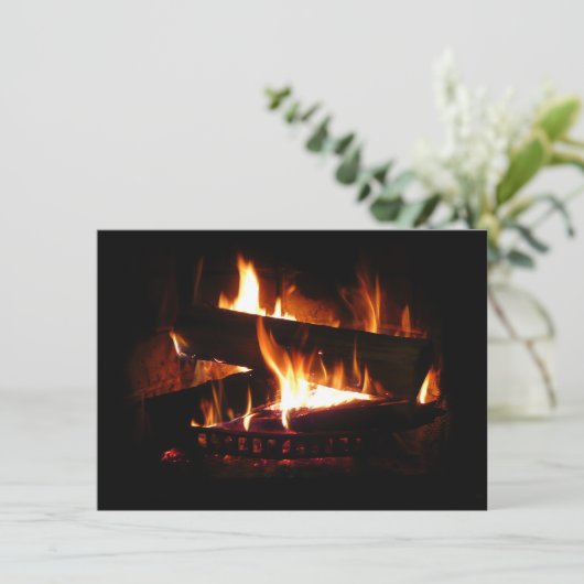 Fireplace Warm Winter Scene Photography Kaart (Staand voorkant)