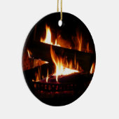 Fireplace Warm Winter Scene Photography Keramisch Ornament (Rechts)
