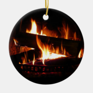 Fireplace Warm Winter Scene Photography Keramisch Ornament