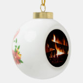 Fireplace Warm Winter Scene Photography Keramische Bal Ornament (Links)