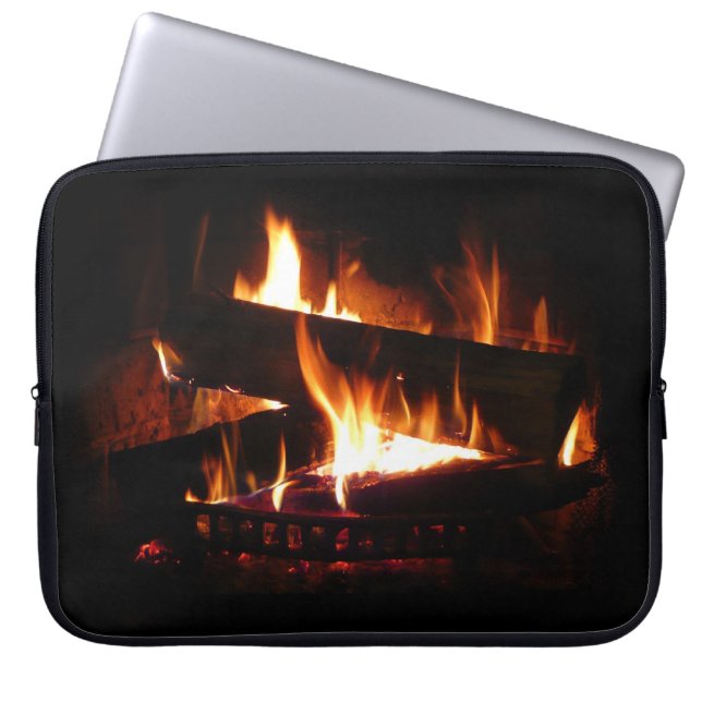 Fireplace Warm Winter Scene Photography Laptop Sleeve (Voorkant)