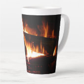 Fireplace Warm Winter Scene Photography Latte Mok (Rechterhoek)