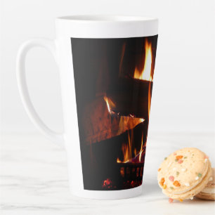 Fireplace Warm Winter Scene Photography Latte Mok