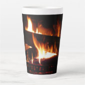Fireplace Warm Winter Scene Photography Latte Mok (Voorkant)