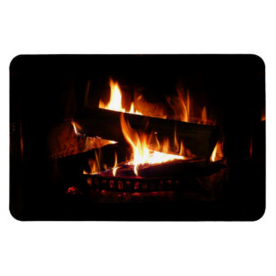 Fireplace Warm Winter Scene Photography Magneet