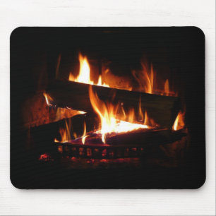 Fireplace Warm Winter Scene Photography Muismat