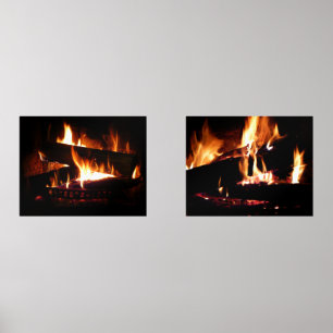 Fireplace Warm Winter Scene Photography Muurkunst Sets