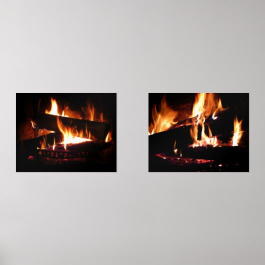 Fireplace Warm Winter Scene Photography Muurkunst Sets (Voorkant)