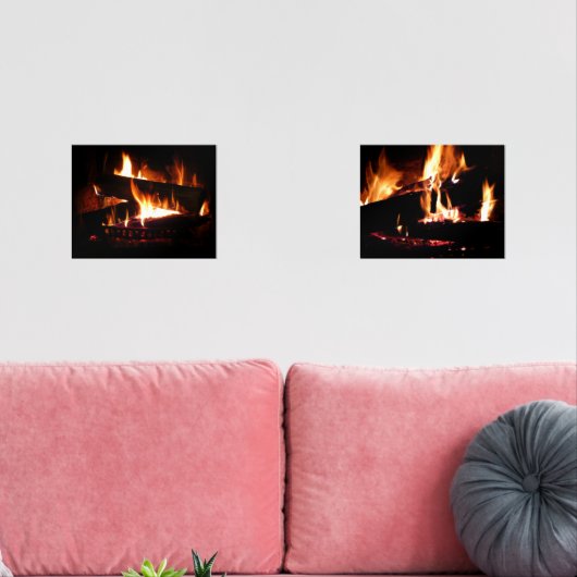 Fireplace Warm Winter Scene Photography Muurkunst Sets (Woonkamer)