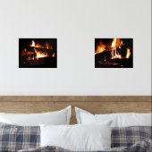 Fireplace Warm Winter Scene Photography Muurkunst Sets (Slaapkamer)