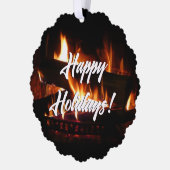 Fireplace Warm Winter Scene Photography Ornament Kaart (Links)