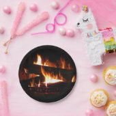 Fireplace Warm Winter Scene Photography Papieren Bordje (Feest)