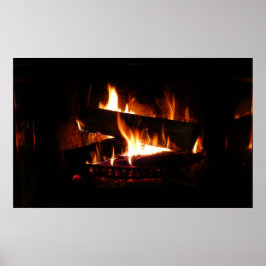 Fireplace Warm Winter Scene Photography Poster