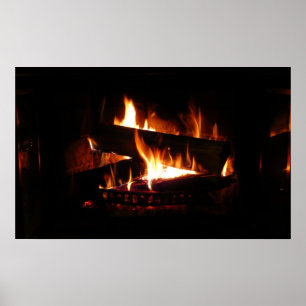 Fireplace Warm Winter Scene Photography Poster