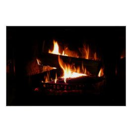 Fireplace Warm Winter Scene Photography Poster