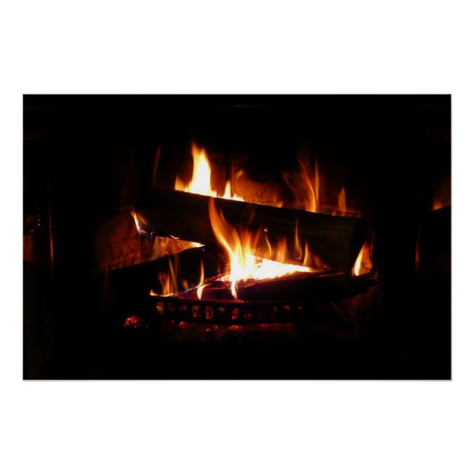 Fireplace Warm Winter Scene Photography Poster (Voorkant)