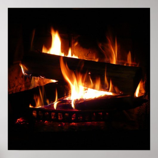Fireplace Warm Winter Scene Photography Poster (Voorkant)