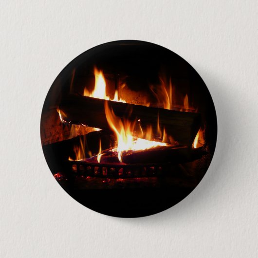 Fireplace Warm Winter Scene Photography Ronde Button 5,7 Cm (Voorkant)