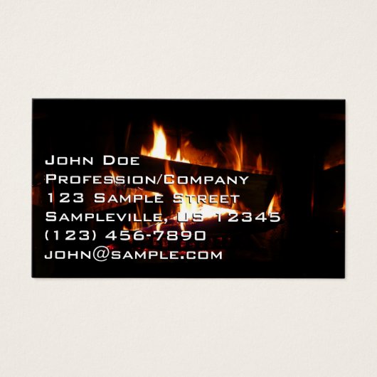 Fireplace Warm Winter Scene Photography Visitekaartje (Voorkant)