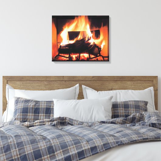 Fireplace Wrapped Canvas Afdruk (Insitu (Slaapkamer))
