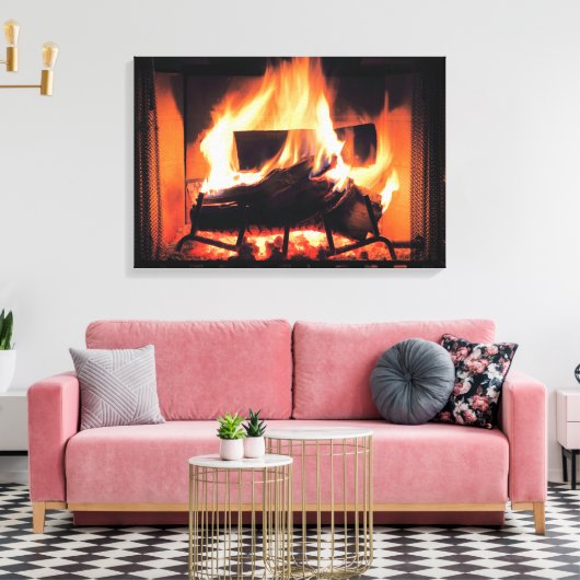 Fireplace Wrapped Canvas Afdruk (Insitu (Woonkamer))